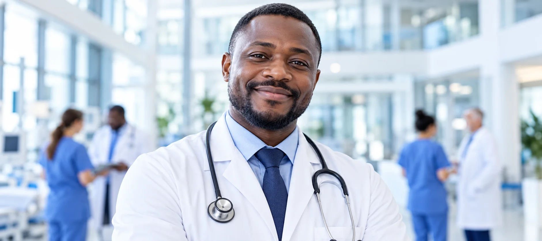 Portrait illustratif d’un médecin africain en clinique